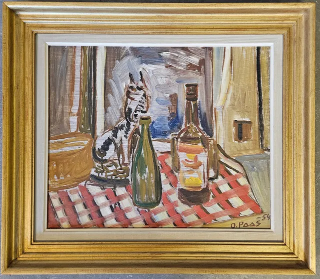 OTTO PAAS. "Stilleben". Olja på pannå. Signerad samt daterad 54.