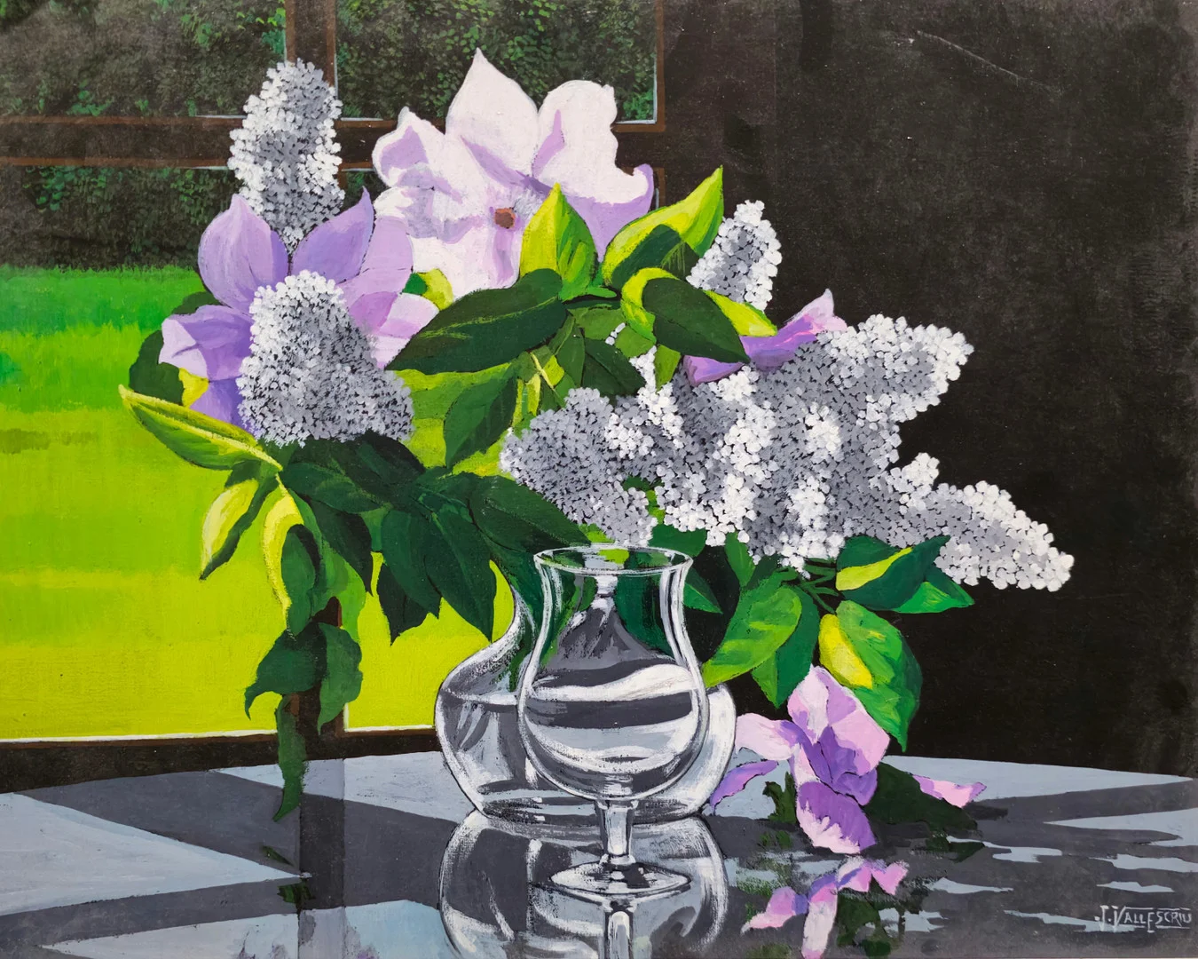 JORDI VALL ESCRIU. "LILES BLANCS I CLEMATIDES". ÓLEO SOBRE TELA. — Paintings — Barcelona Auctions