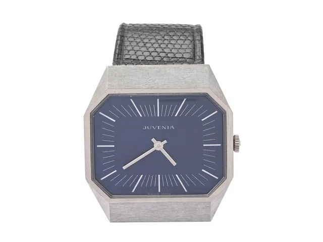 JUVENIA, herrur, 32 x 34 mm, Cal MFG 765, Boett nr. 890737, stål, manuell, plexiglas, läderband, originalspänne, ca 1969.