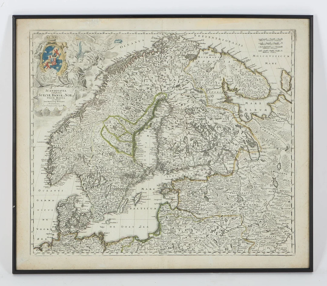 KARTA SKANDINAVIEN AV HOMANN, ca 1730. — Autographs & Manuscripts — Stockholms Auktionsverk Helsinki