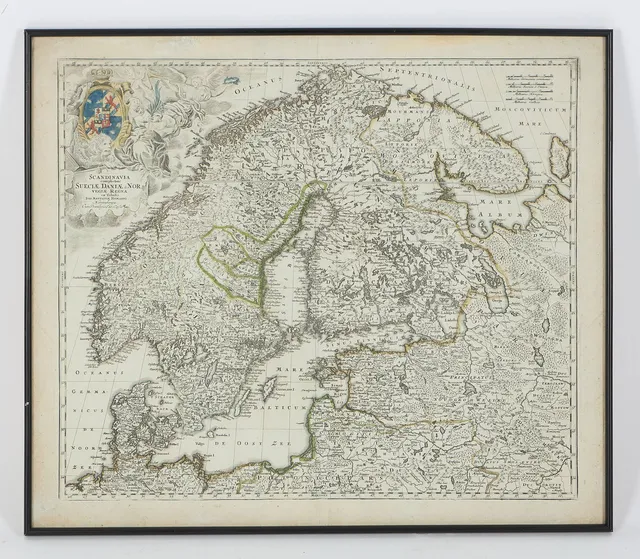 KARTA SKANDINAVIEN AV HOMANN, ca 1730.