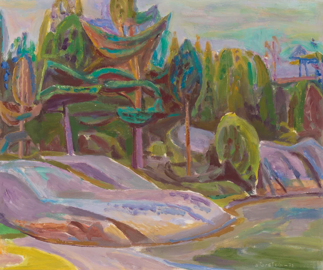 Storstein, Aage — "Kvell. Fra stranden i Ronna, Justøy" 1972 — Kunst/Maleri — Blomqvist