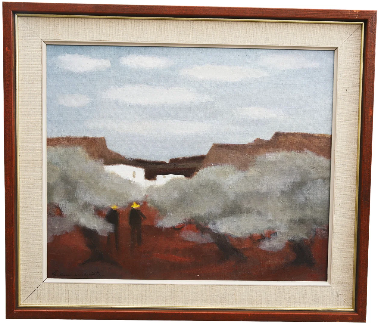 FABIAN LUNDQVIST. Olja på duk, män i Sydländskt landskap, signerad. — Paintings — Limhamns Auktionsbyrå
