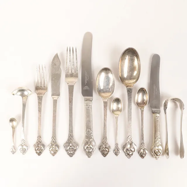 EVALD NIELSEN. Bestickuppsättning, 141 delar, No 2, silver, Danmark, 1920-tal.