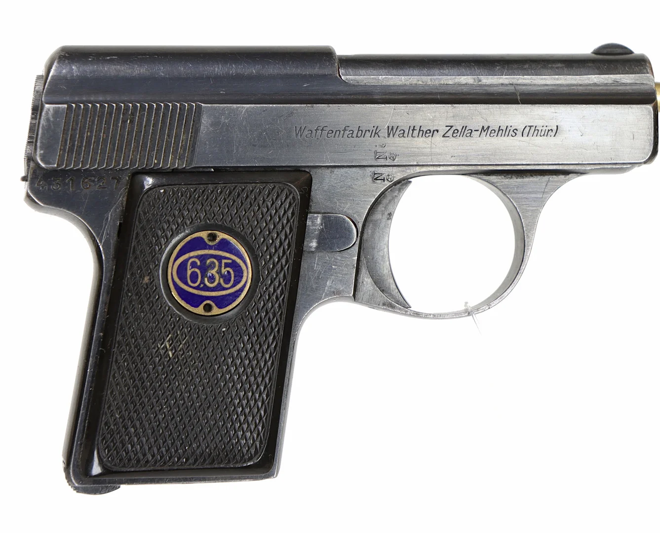 54. PISTOL, tysk, Halvautomatisk, fabrikat Walter Zella-Mehlis, modell 9, kaliber 6,35mm, tillv.nr 431627. — Pistols — Walter Borg