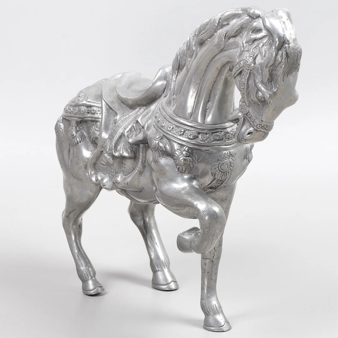 SKULPTUR, häst, tenn, 1900-tal. — Sculptures & Bronzes — Växjö Auktionskammare