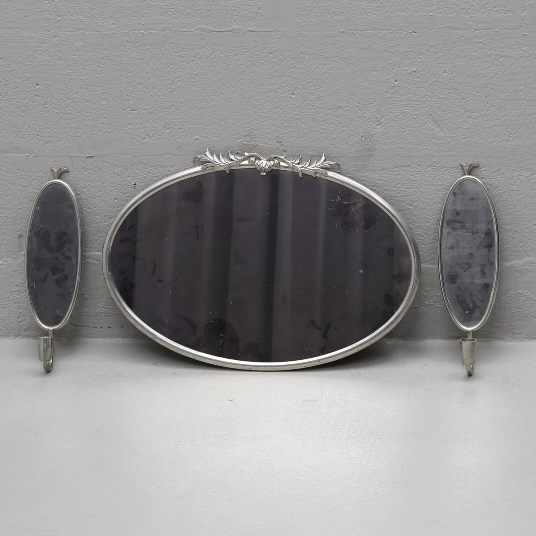 SPEGLAR. 3 st, tenn, 1900-tal. — Mirrors — Gomér & Andersson Jönköping