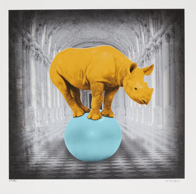 LARS TUNEBO. "Having a ball", pigment print (blue), signerad och numrerad 164/180.