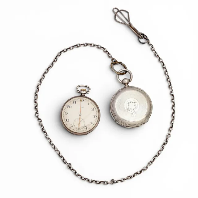 Longines and G.A. Huguenin silver pocket watches, late 19th - early 20th Century.