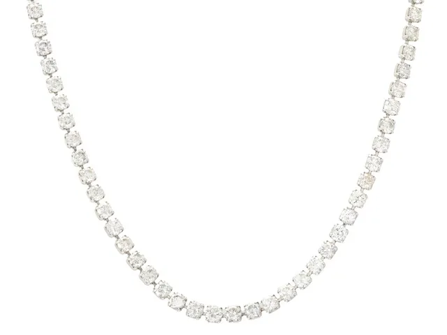RIVIERECOLLIER, 18K vitguld, 106 briljantslipade diamanter 10,00 ctv enligt gravyr, ca W-TCa/SI-P, längd 38 cm, vikt 12,0 g.