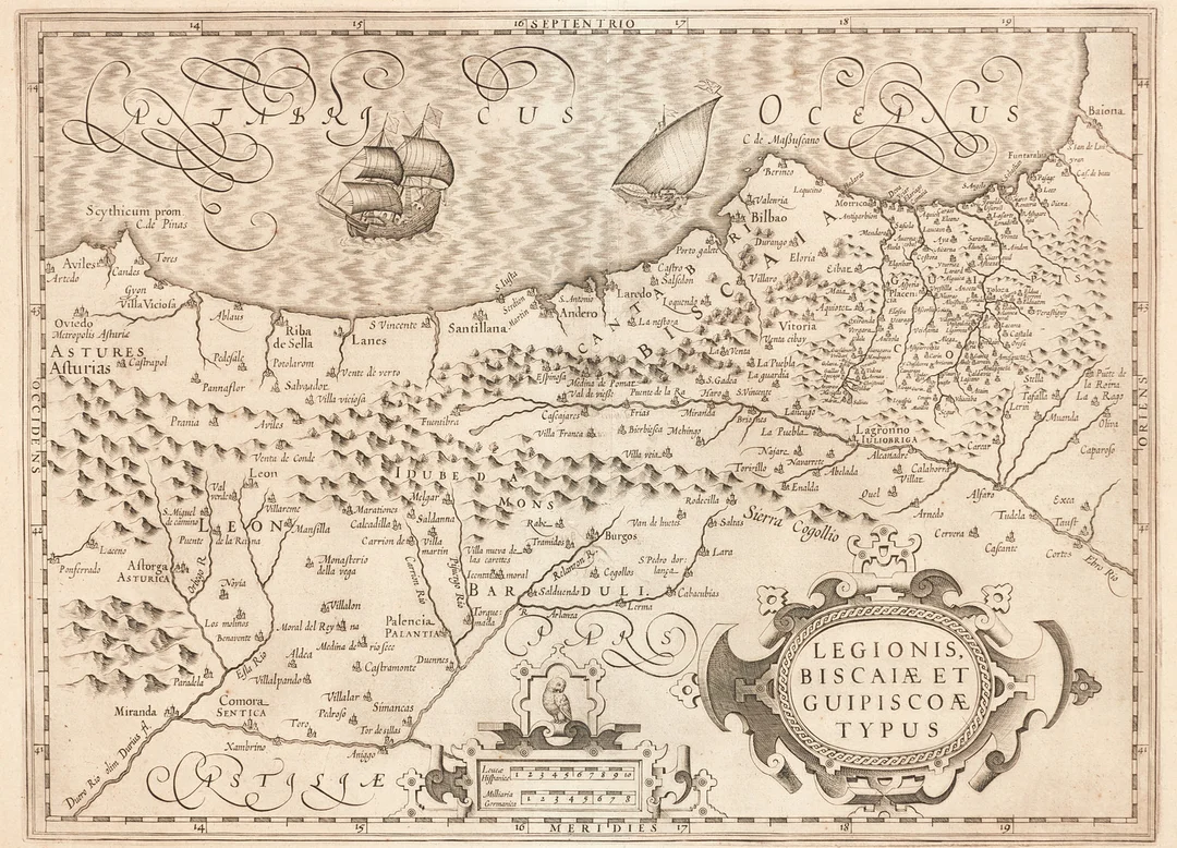 KARTA, MERCATOR/HONDIUS, "Legionis, Biscaiæ et Guipiscoæ Typus", 1600-tal. — Maps — Crafoord Auktioner Stockholm