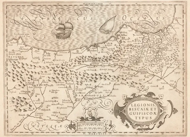 KARTA, MERCATOR/HONDIUS, "Legionis, Biscaiæ et Guipiscoæ Typus", 1600-tal.