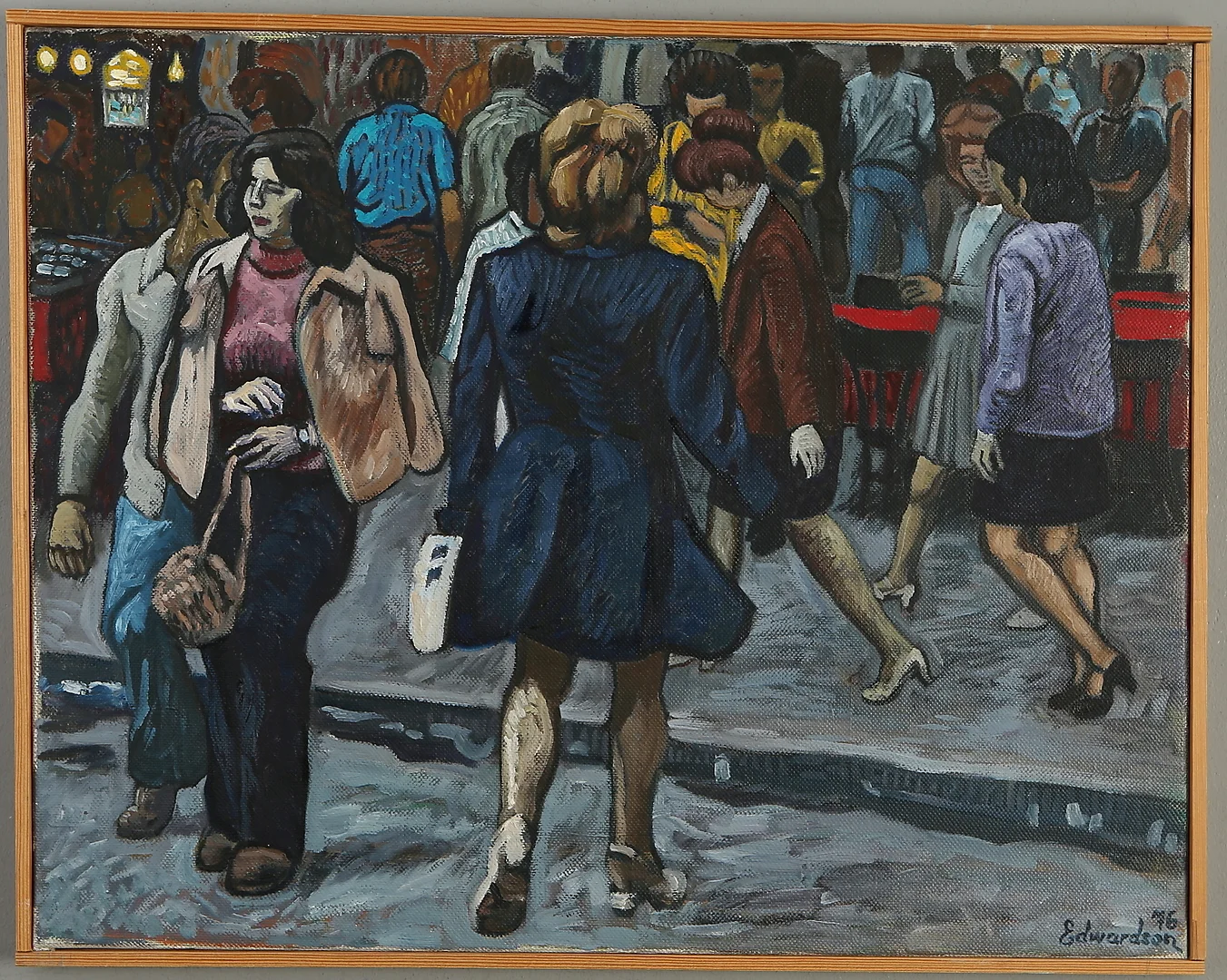 CHRISTER EDWARDSON SCHMITERLÖW. "På boulevarden", olja på duk, signerad samt daterad -76. — Paintings — Auktionshuset Kolonn