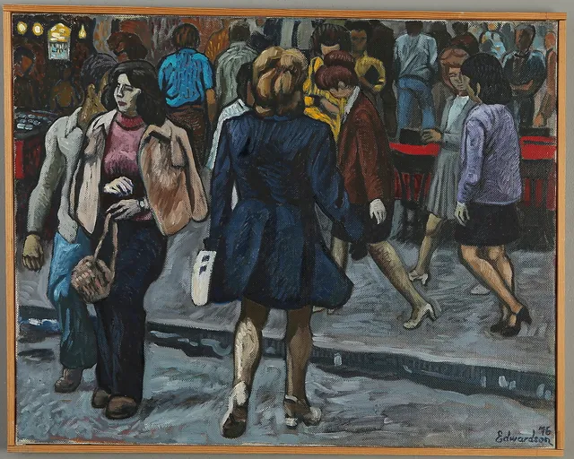 CHRISTER EDWARDSON SCHMITERLÖW. "På boulevarden", olja på duk, signerad samt daterad -76.