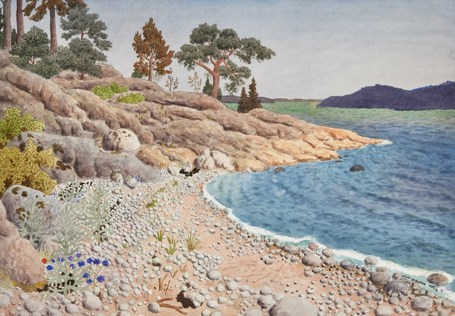 OSKAR BERGMAN. Strand vid Solsidan. — Paintings — Stockholms Auktionsverk Fine Art