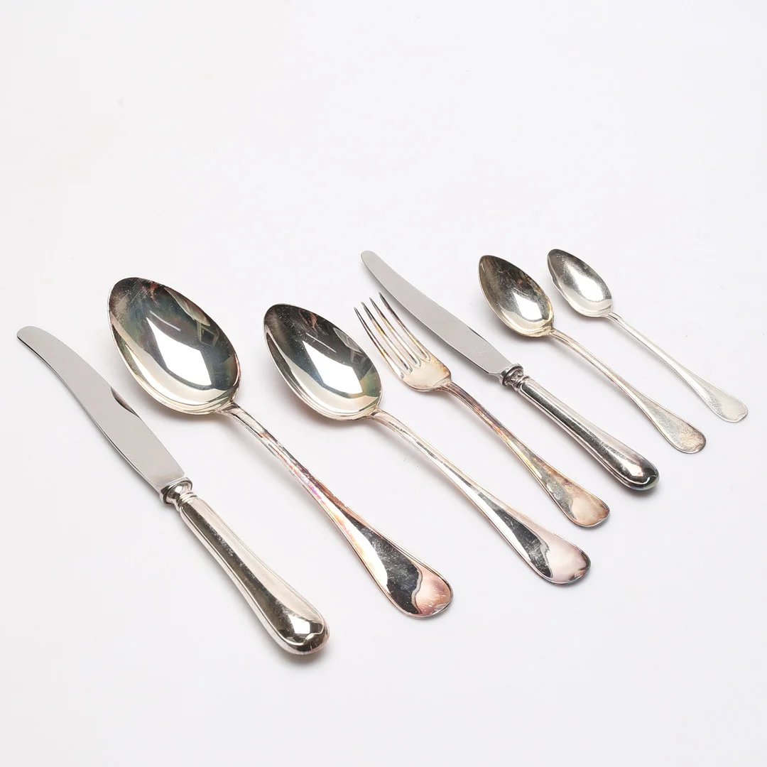 BESTICK, 75 delar, silver, "Svensk", GAB, 1900-tal. — Silver — Gomér & Andersson Linköping