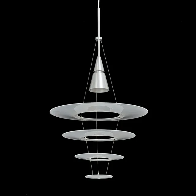 SHOICHI UCHIYAMA. "Enigma pendel 425", taklampa, akryl, vitmetall, samtida.