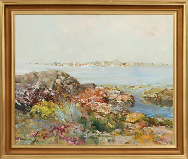 HUGO ÖFVERSTRÖM. Olja på pannå, signerad.