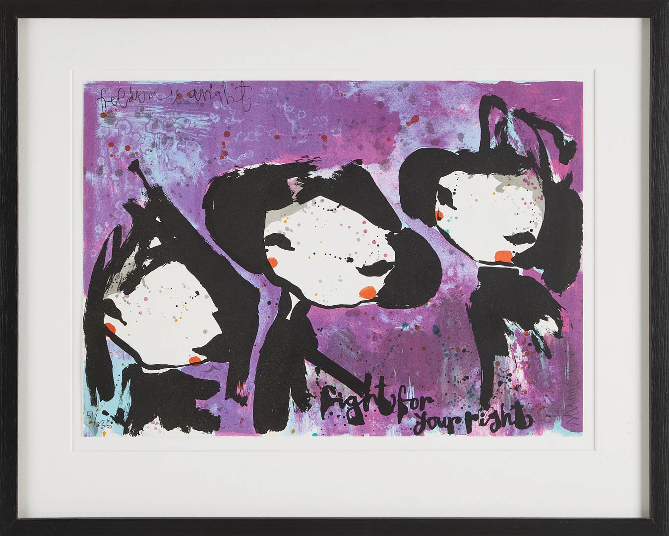 LISA RINNEVUO (FÖDD 1972). "Fight for your right", färglitografi. — Paintings — Stockholms Auktionsverk Magasin 5