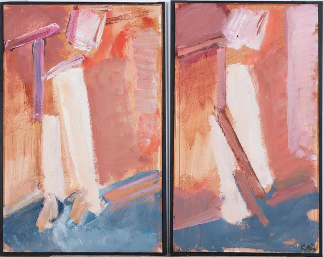 CARL KÖHLER. olja på pannå, diptyk, "Ben", signerad.