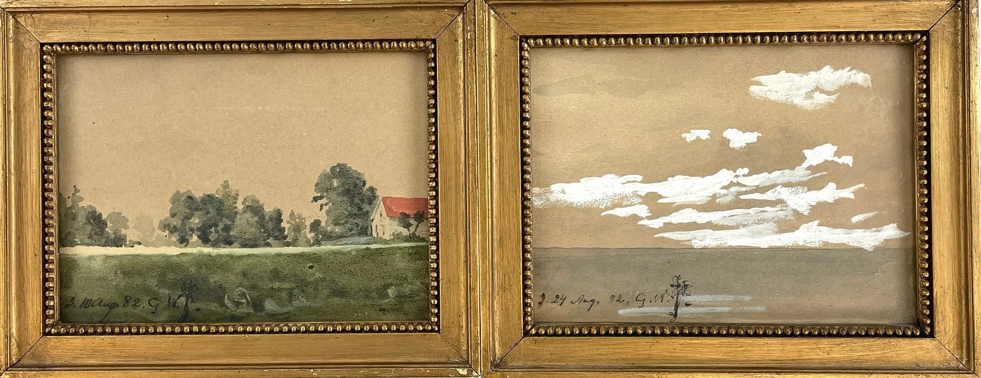 GUSTAF WILHELM PALM. Akvareller, 2 st, monogramsignerade & daterade 1882. — Paintings — Roslagens Auktionsverk