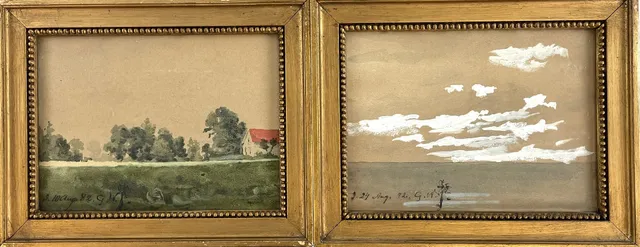 GUSTAF WILHELM PALM. Akvareller, 2 st, monogramsignerade & daterade 1882.