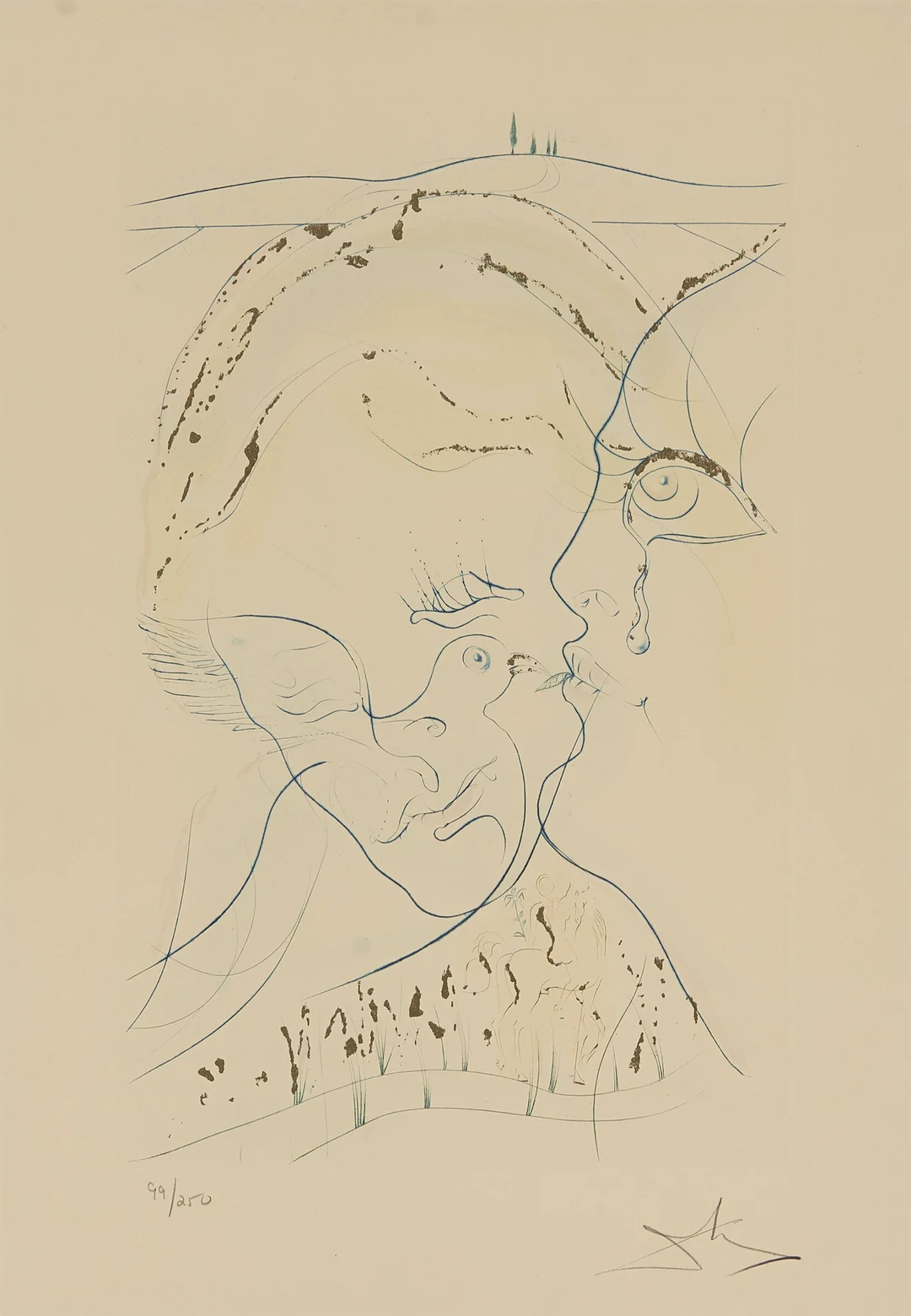 Dali, Salvador — "The Dovelike Eyes of the Bride" 1971 — Kunst/Grafikk — Blomqvist