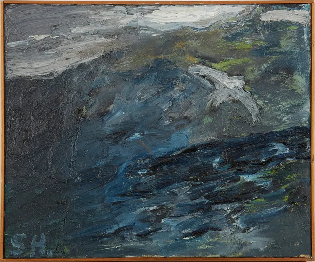 SAARA HARJU (1935-2018). "Stormfågel", olja på duk, signerad CH.