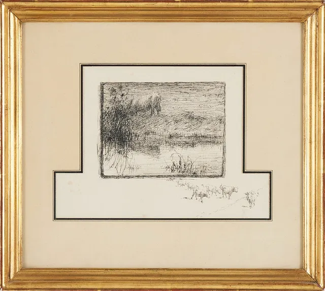 NILS KREUGER. "Från Knapegård", signerad, tusch.