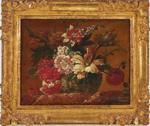 OIDENTIFIERAD KONSTNÄR. 1800-tal, stilleben, olja på duk, osignerad.