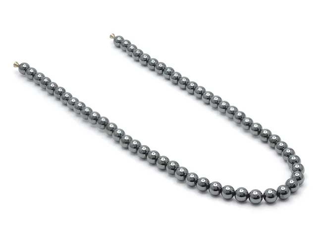 COLLIER, hematit, kulor, ca 7 - 7,25 mm, trätt för Lynggardlås, längd 39 cm.