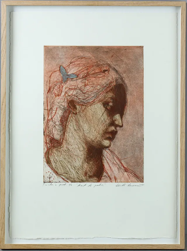 KUUTTI LAVONEN. "Avant de Partier", etsning, ramad.