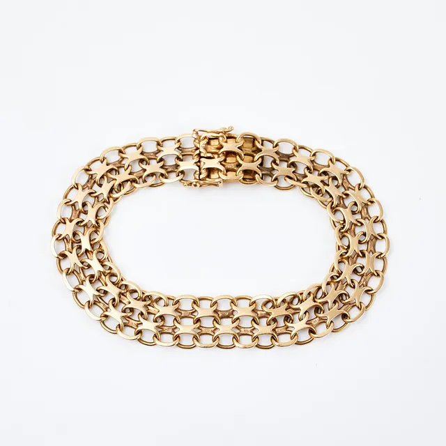 ARMBAND, 18 k guld, x-länk, Svenska Guldvaruaktiebolaget T Be, Stockholm, 1967.