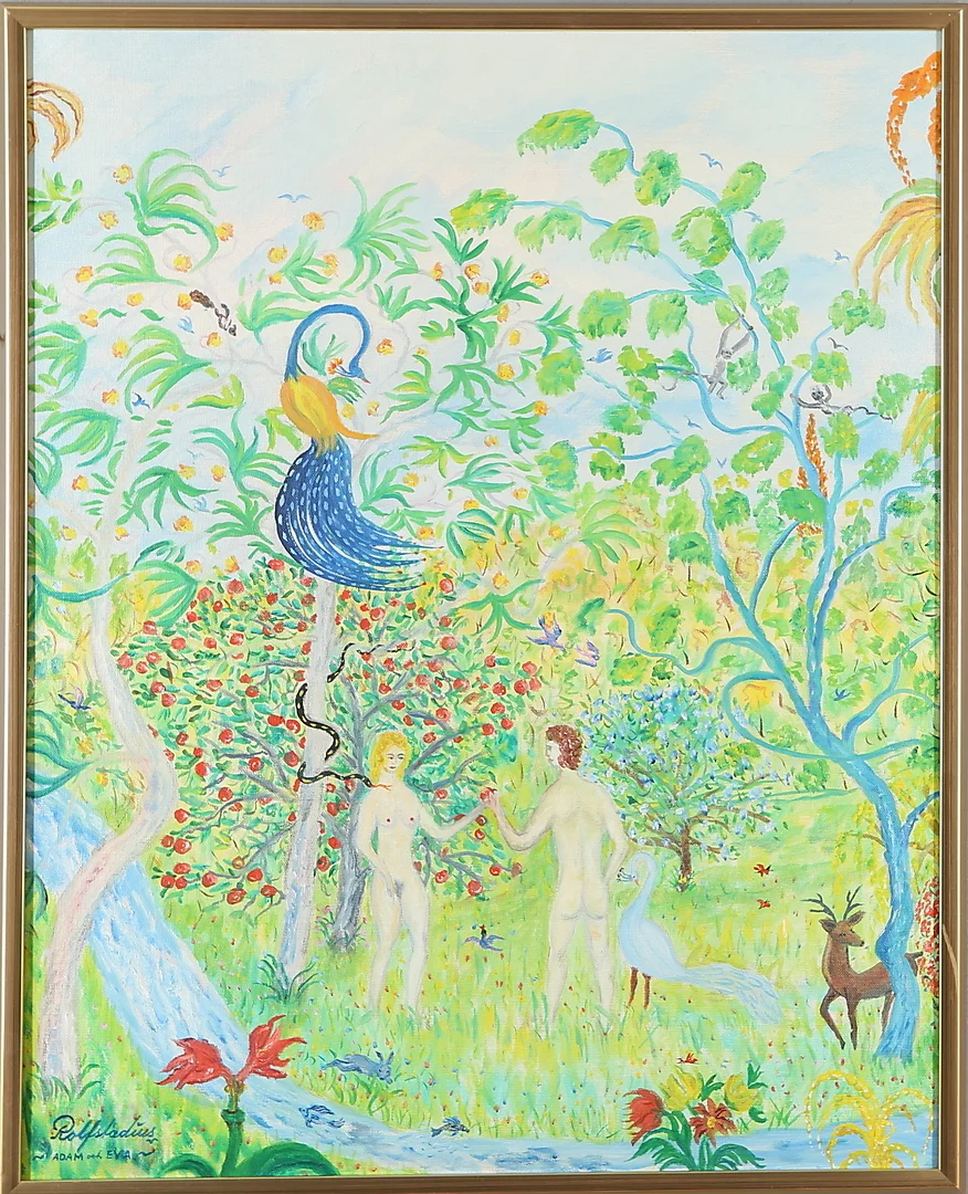 ÅKE ROLFSTADIUS. Olja på duk, "Adam och Eva", signerad. — Paintings — Auktionshuset Kolonn