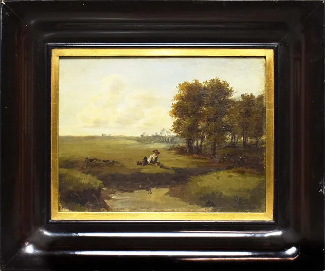 19TH CENTURY SCHOOL. BOY RESTING BY A STREAM.
