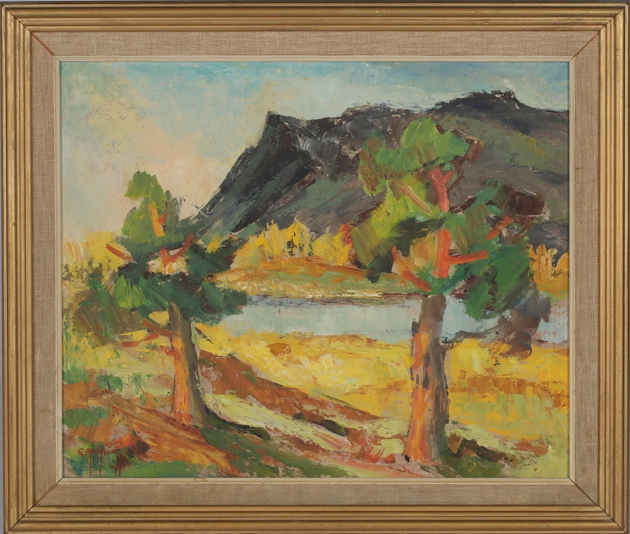 ERIK MAGNUSSON. Landskap med tallar, olja på pannå, signerad. — Paintings — Stadsauktion Sundsvall