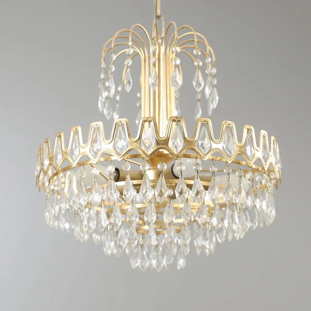 TAKLAMPA, mässing med prismor, 1900-talets andra hälft.