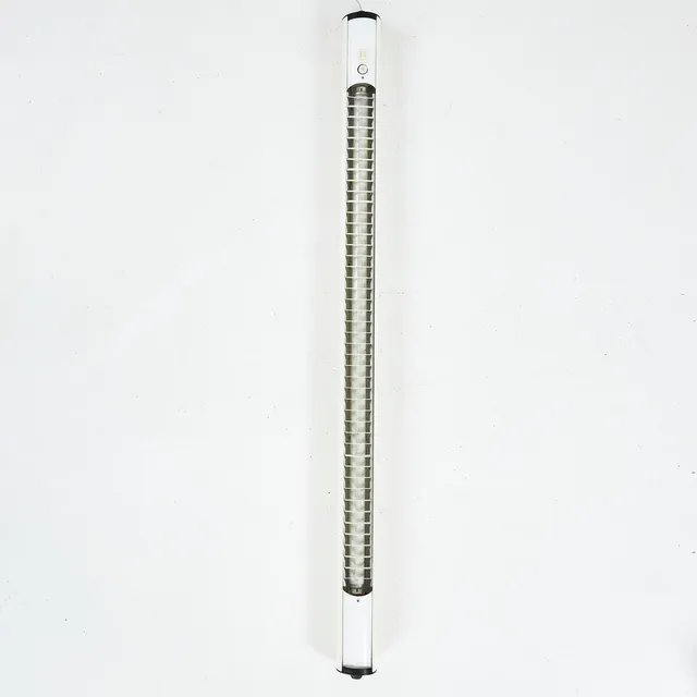 ANDERS PEHRSON. Taklampa, "Supertube", Atelje Lyktan, vitlackerad metall, dimbar, formgiven 1967.