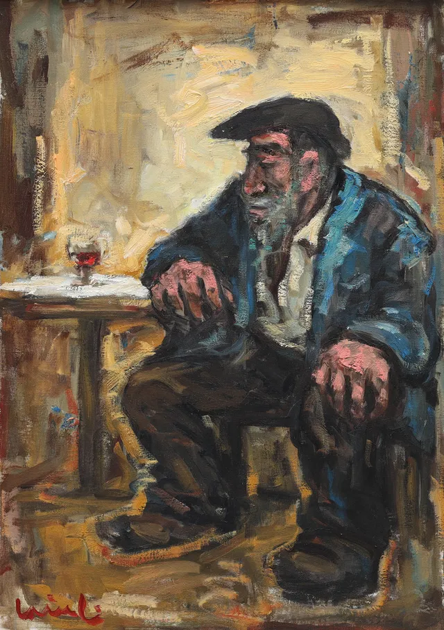 OLAVI LAINE. olja på duk, på puben, signerad Laine.