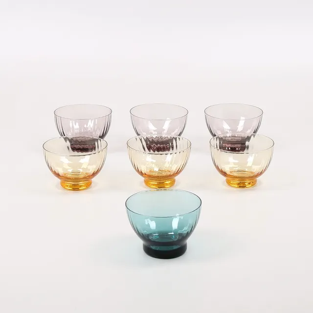 DESSERTSKÅLAR, 7 st, glas, 1900-talets andra hälft.