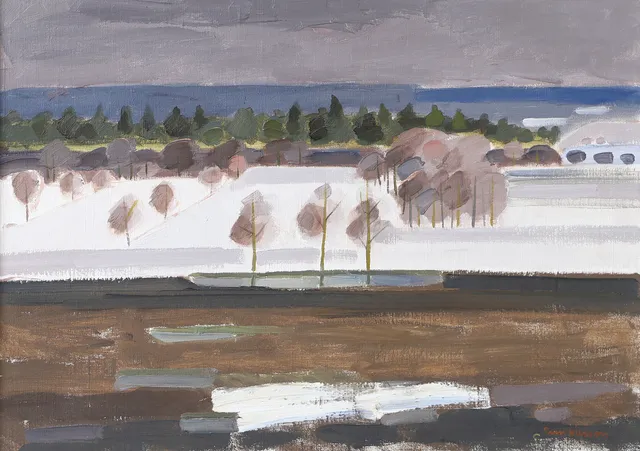 SVEN NILSSON. "Marsvinter", olja på duk, signerad.