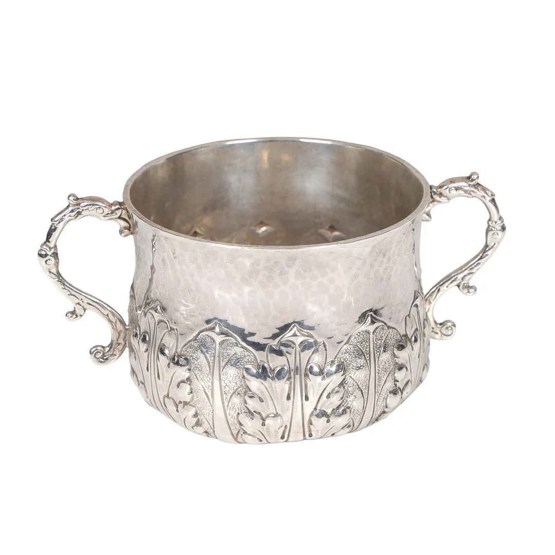 A LATE VICTORIAN BRITANNIA STANDARD SILVER TWIN-HANDLED PORRINGER. — Silver — Bishop & Miller