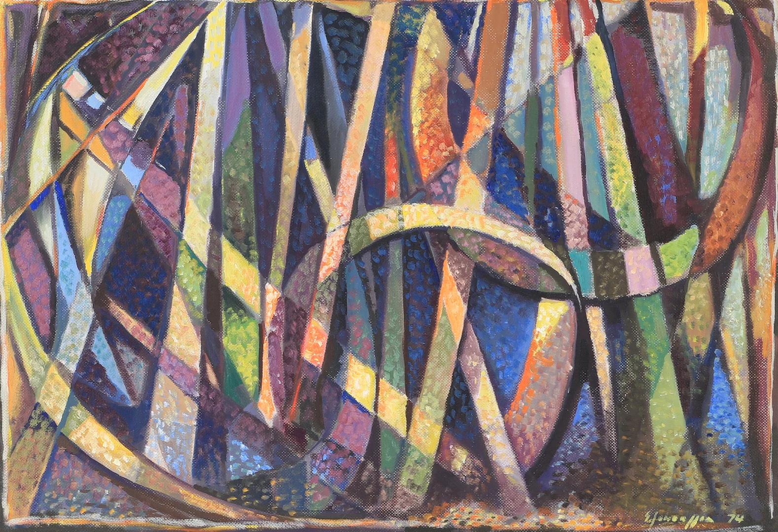 SVEN JOHANSSON. Komposition, olja på pannå, signerad S. Johansson -74. — Paintings — Helsingborgs Auktionskammare