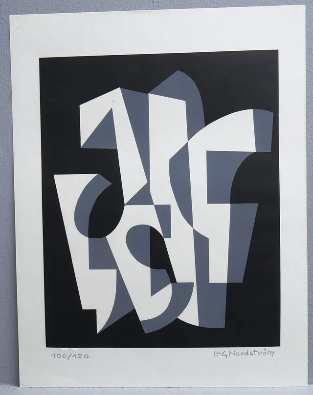 LARS-GUNNAR NORDSTRÖM. Komposition, färgserigrafi, signerad, numrerad 100/150.