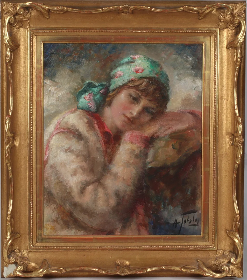 ALEXANDER TOLSTOY. Porträtt, olja på duk, signerad. — Paintings — Stadsauktion Sundsvall