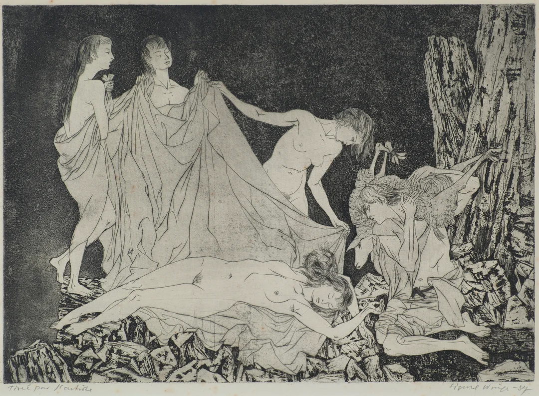 Winge, Sigurd — "Morgen (Underet)" 1957 — Kunst/Grafikk — Blomqvist