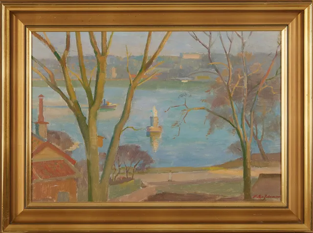 KARL NATANAEL "NATAN" JOHANSSON (1893-1951). "Utsikt från Blockhusudden", olja på duk, 1949.