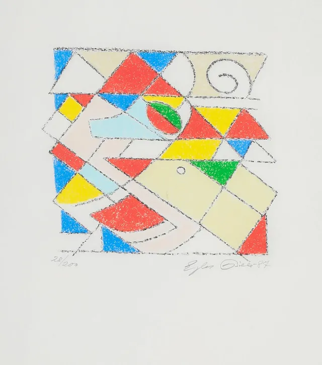 Untitled, 1987. Signed and dated Ejler Bille -87, 28/200. Lithograph in colours. Visible size 37×33 cm.