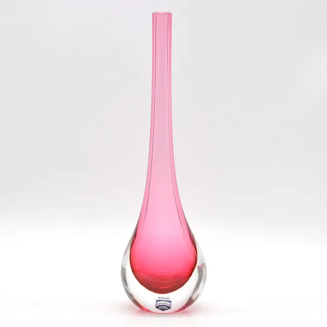FLAVIO POLI. CENEDESE VETRI MURANO, DESIGNERVASE, STUDIOGLAS, SOMMERSO, ITALIEN, UM 1950, MIT MURANO-ETIKETT.