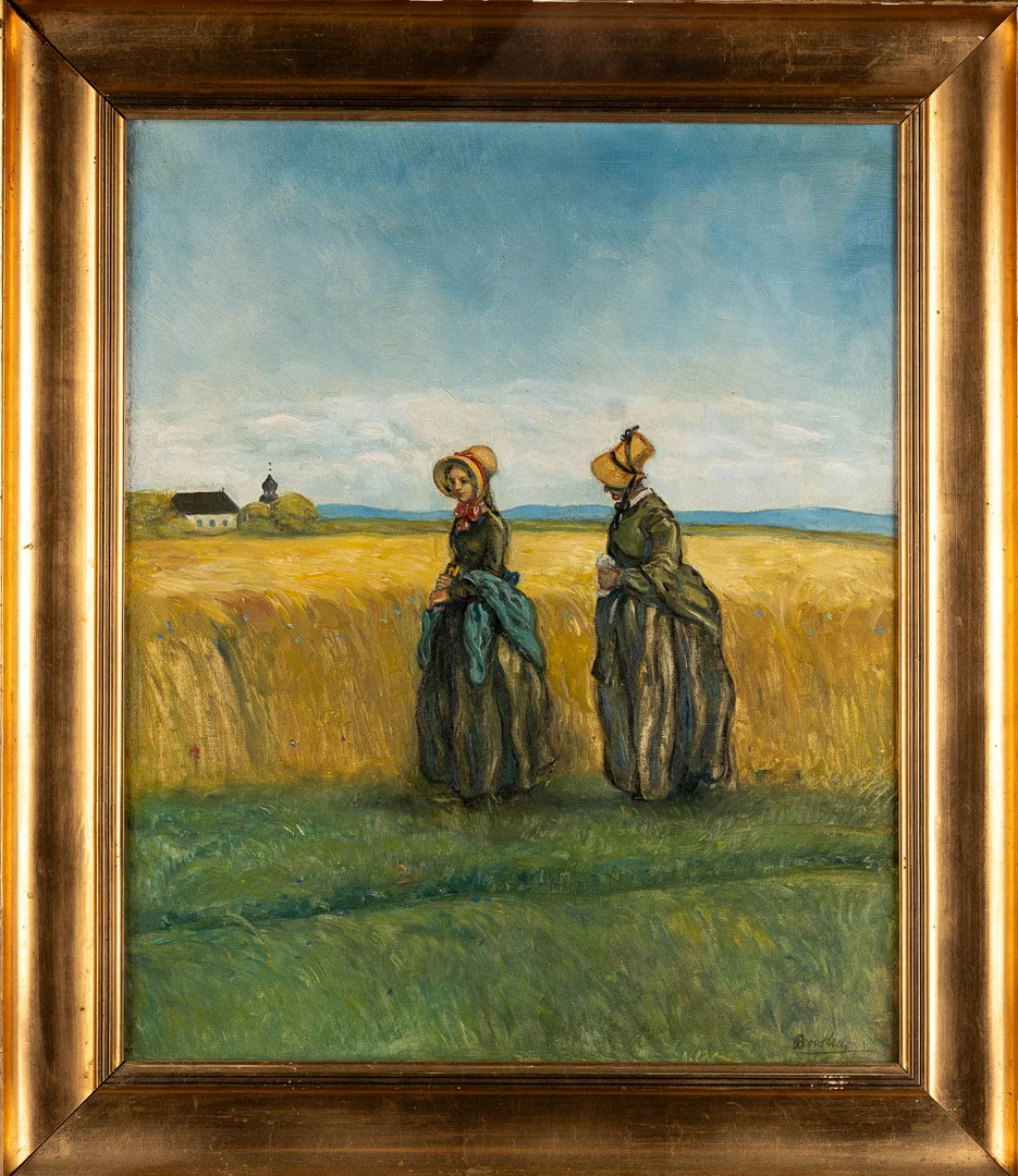 BROR HILLGREN. Olja på duk, "flickor i landskap" signerad. — Paintings — Norrlands Auktionsverk